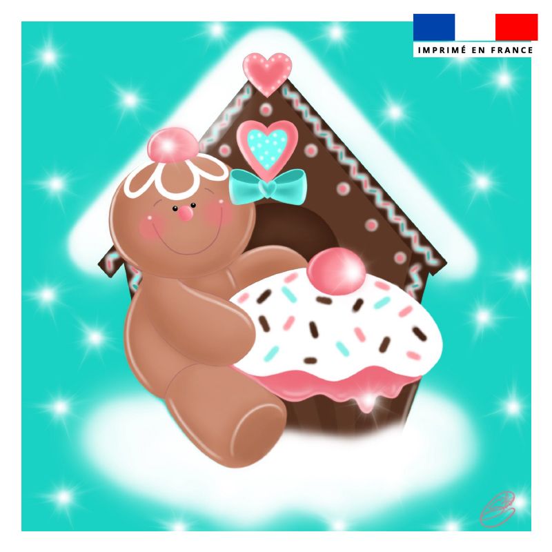 Coupon 45x45 cm motif biscuit en pain d'épices - Création Créasan'