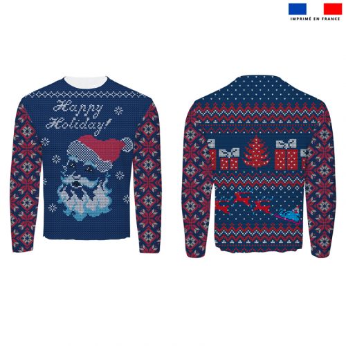 Kit pull Noel en polaire motif happy holiday