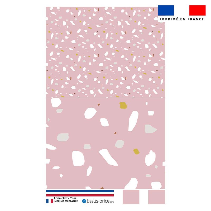 Kit pochette motif tiles rose - Création Anne Clmt