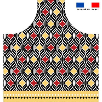 Patron imprimé pour tablier motif art déco rouge et jaune - Création Nathalie Gravey