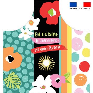Patron imprimé pour tablier motif en cuisine vert - Création Nathalie Gravey