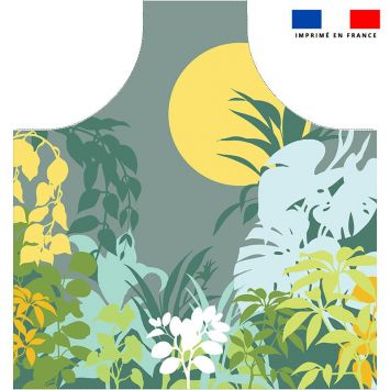 Patron imprimé pour tablier gris motif nature jungle - Création Nathalie Gravey