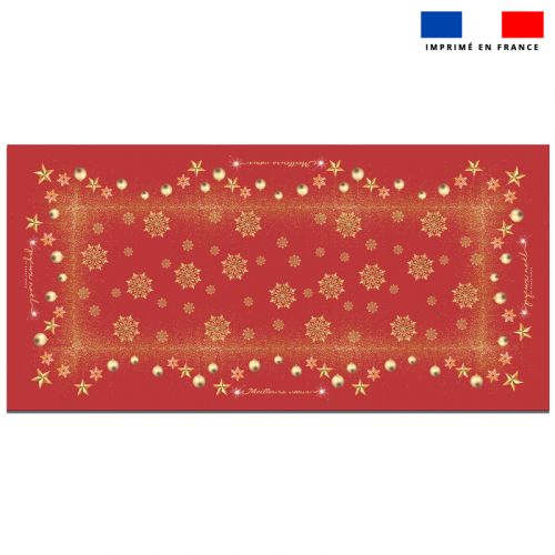 Coupon imprimé nappe de Noel rectangle rouge 300x147 cm motif flocons gold