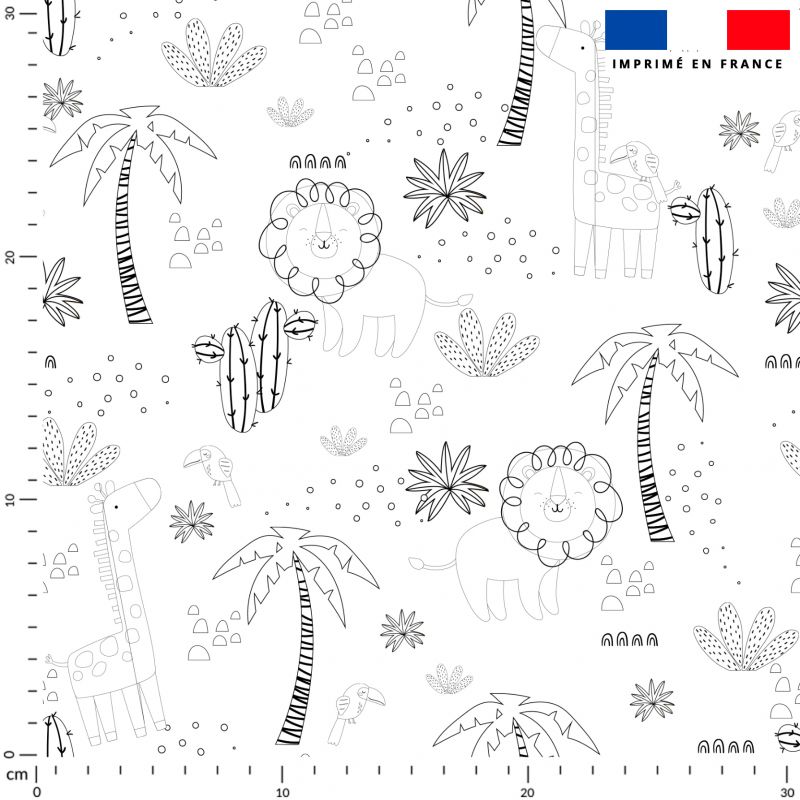 Coton à colorier motif lion et girafe Oeko-tex