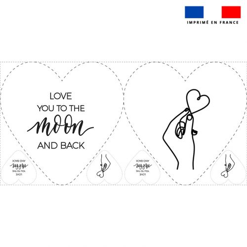 Lot 2 coupons pour coussin coeur motif love you to the moon and back