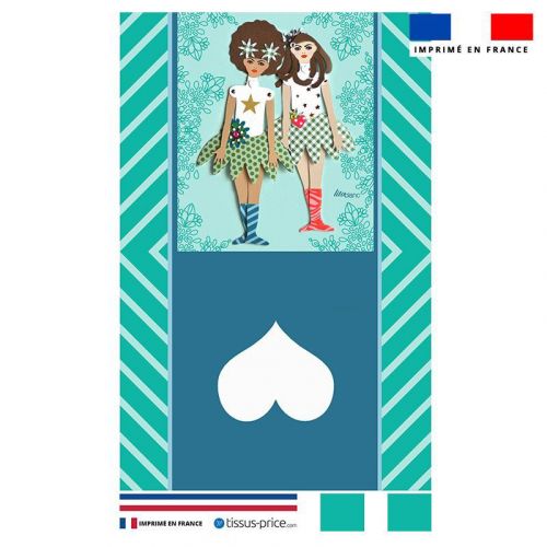 Kit pochette motif poupée rétro vert - Création Lita Blanc