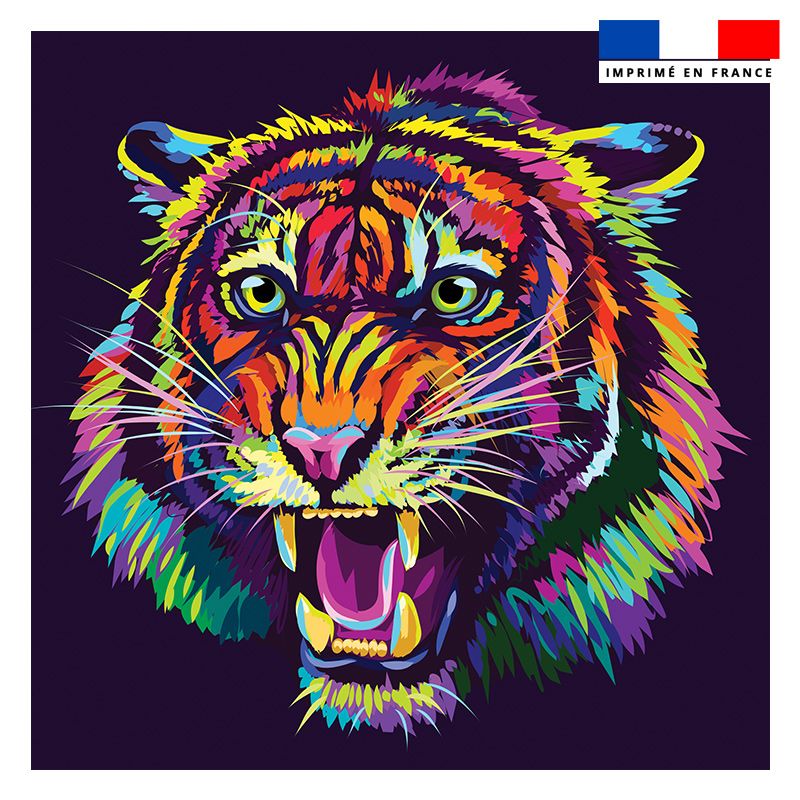 Coupon 45x45 cm motif tigre pop art