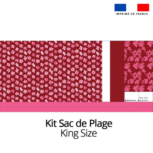 Kit sac de plage imperméable rouge motif summer - King size - Création Nathalie Gravey