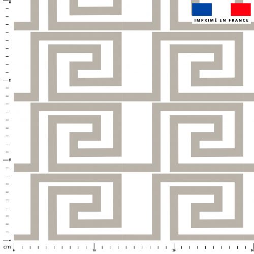Tissu imperméable motif labyrinthe géométrique grège