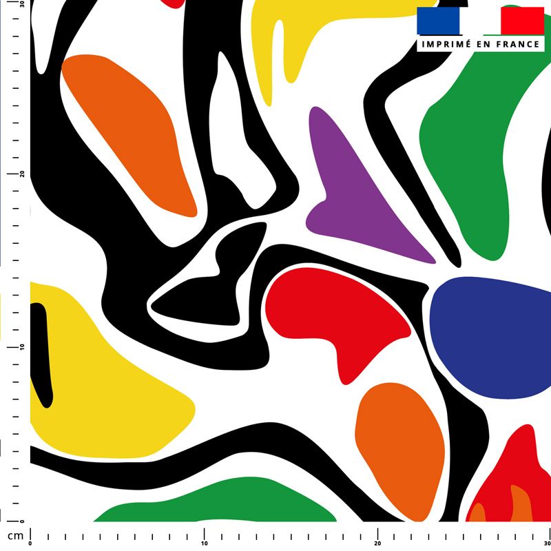 Tissu imperméable motif psyché multicolore