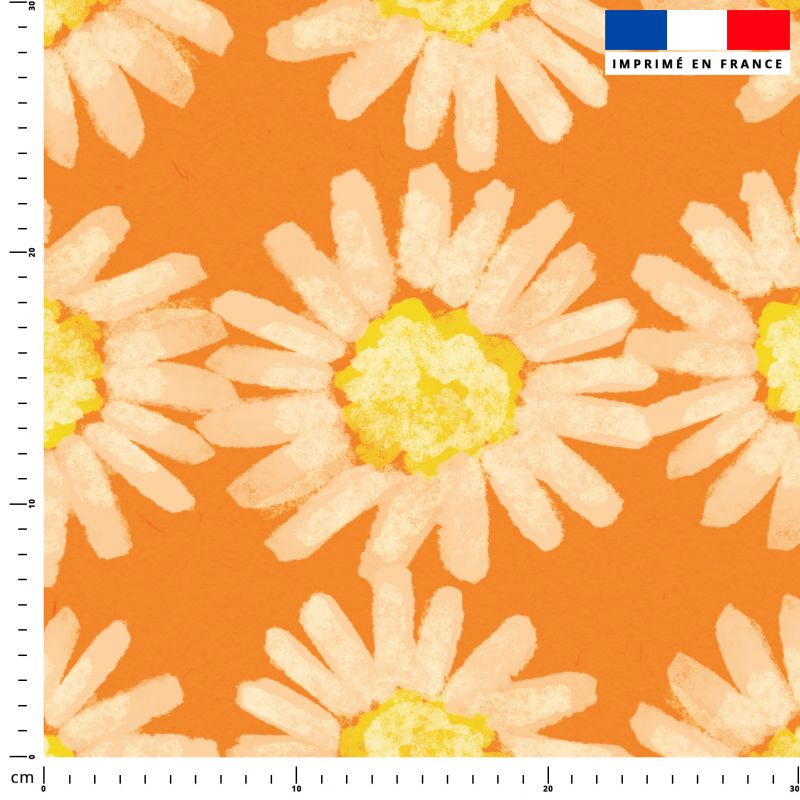 Fleur - Fond orange - Création Lou Picault