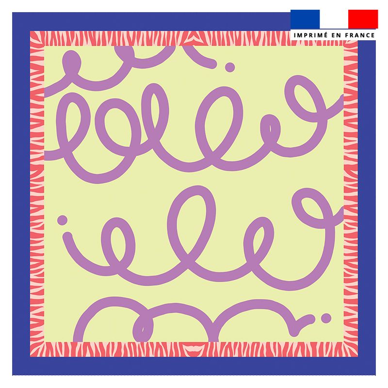 Coupon 45x45 cm motif playa zebra rose - Création Lou Picault