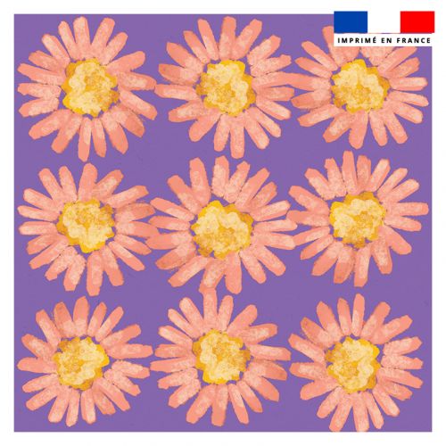 Coupon 45x45 cm violet motif fleur - Création Lou Picault