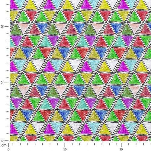 Coton multicolore motif triangles abstraits Oeko-tex - Création Jeanne Garreau