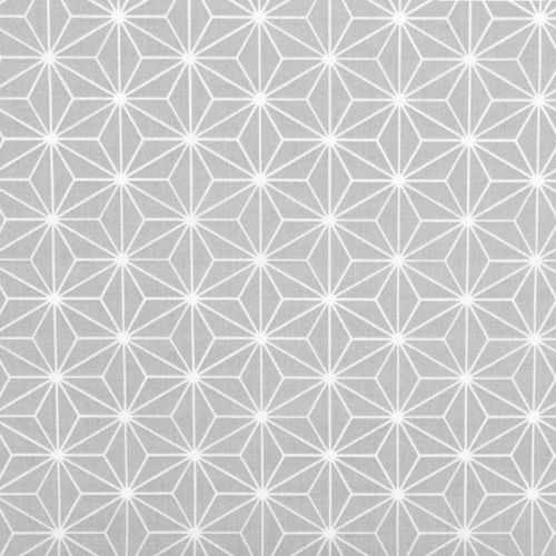 Coton enduit gris motif asanoha casual