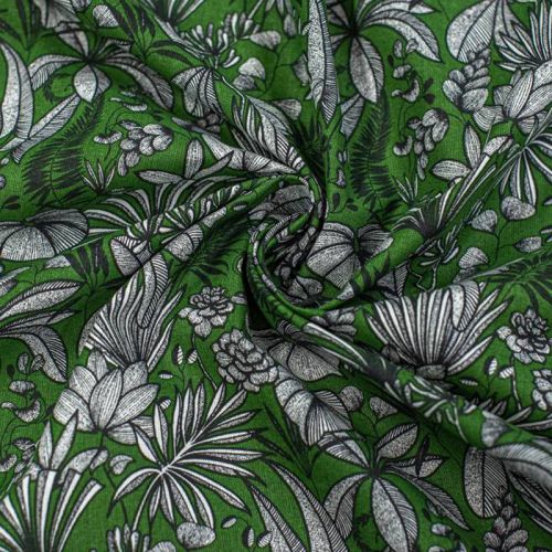 Coton vert motif feuilles java Oeko-tex