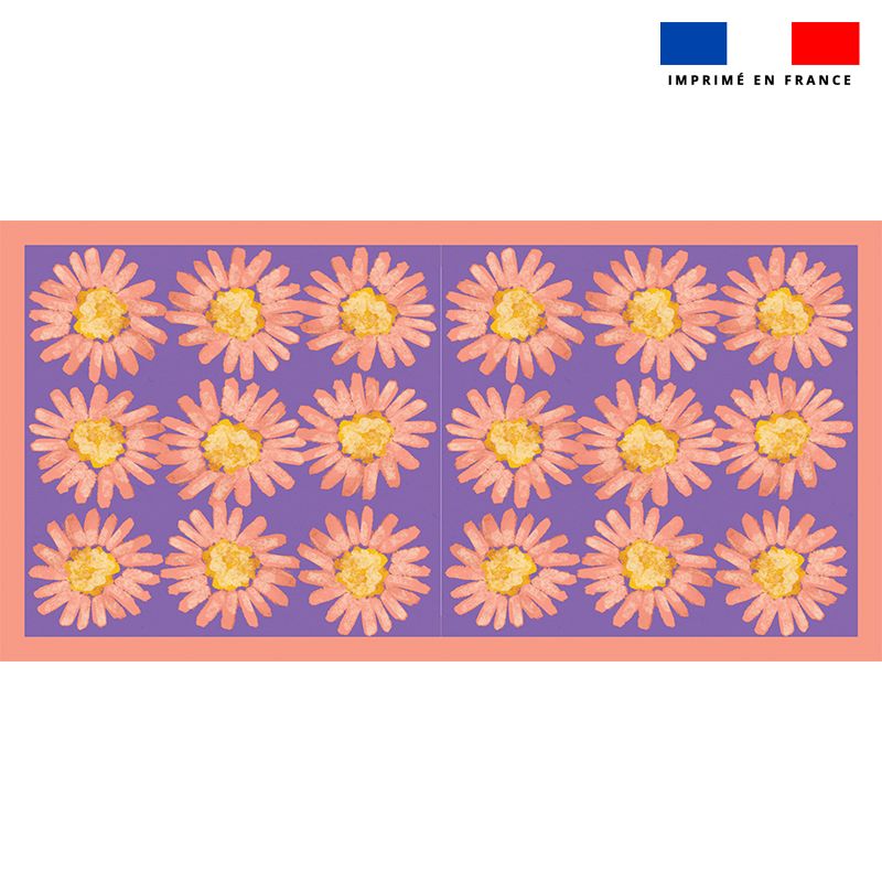Lot 2 coupons violet motif fleur - Création Lou Picault