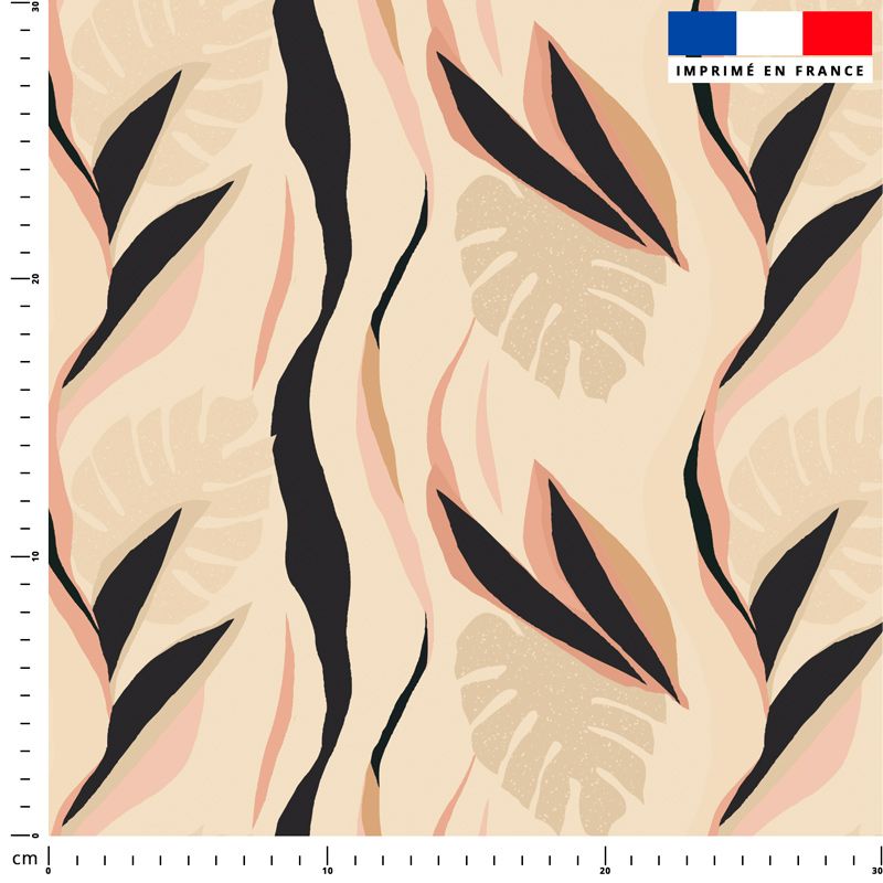 Tissu imperméable motif tropical beige