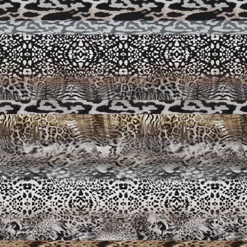 Tissu viscose motif léopard Namibie noir et blanc