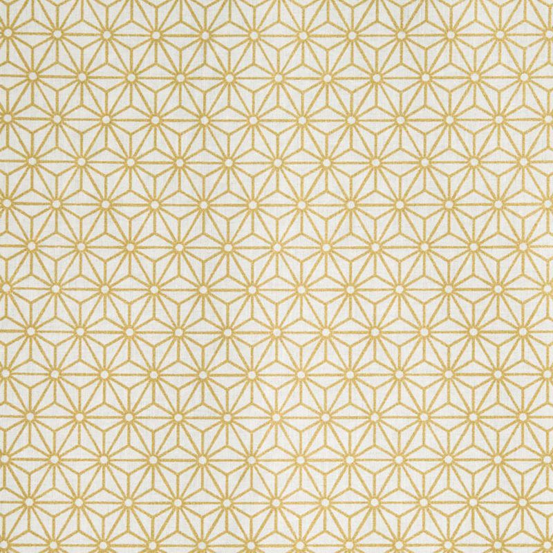 Coton blanc motif asanoha doré