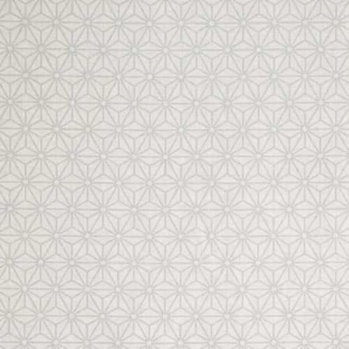 Coton blanc motif asanoha argenté