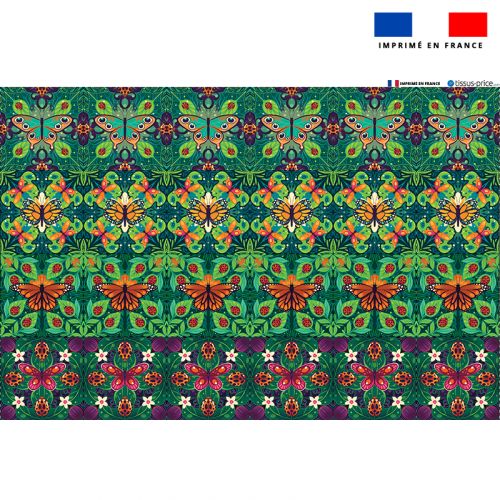 Coupon microfibre pour lingettes lavables vertes forme carrée motif papillon Oeko-tex - Création Pilar Berrio