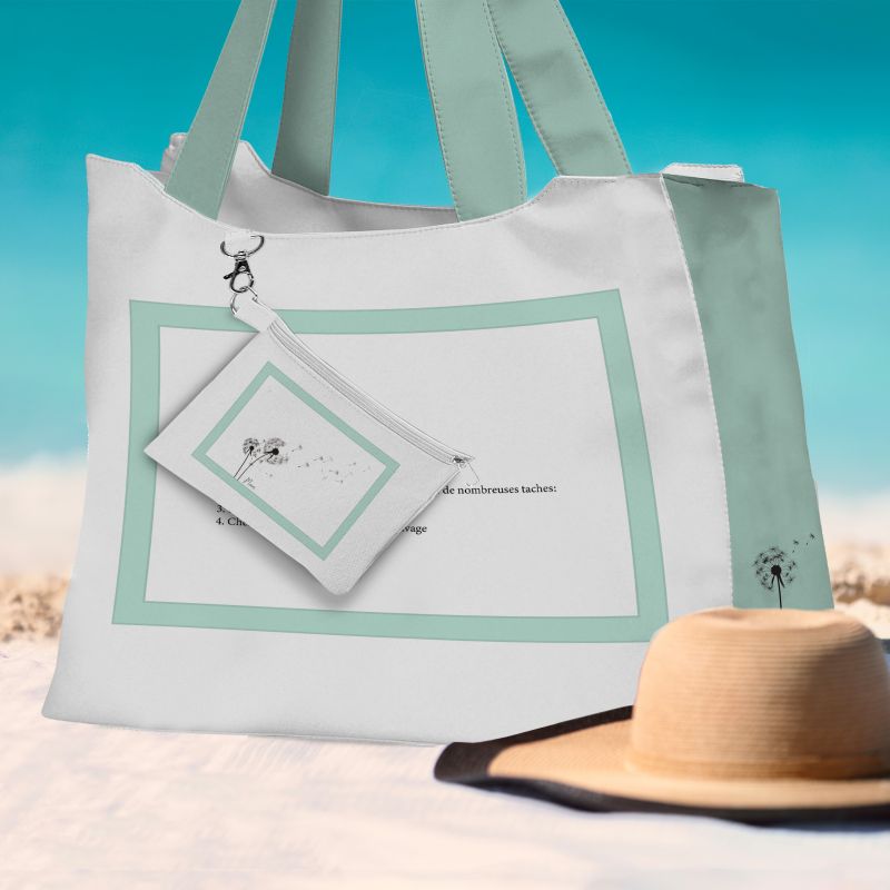 Kit sac de plage imperméable motif pissenlit maman - King size