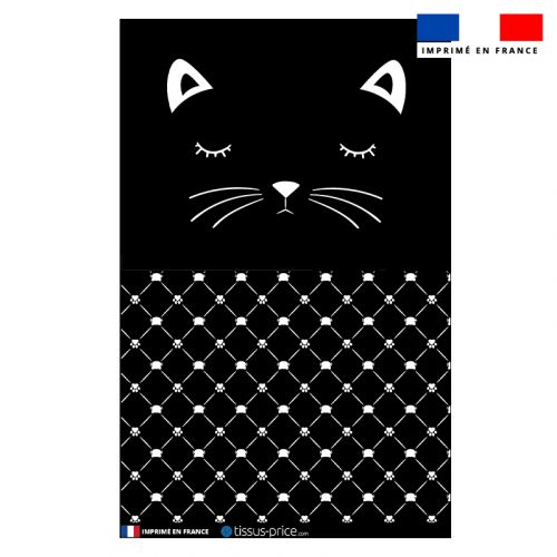 Kit pochette simili cuir noir motif chat