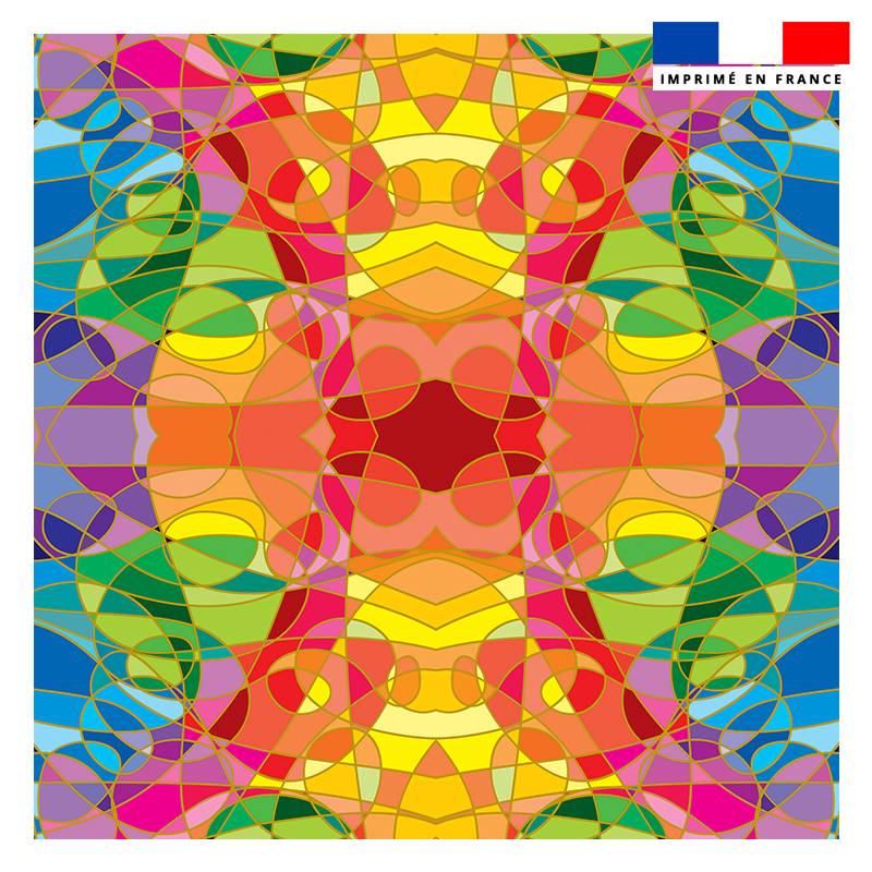 Coupon 45x45 cm motif géométrique multicolore effet vitrail - Création Lita Blanc