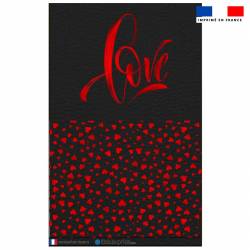 Kit pochette simili cuir noir motif love rouge