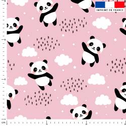Panda et nuage - Fond rose