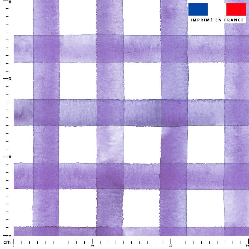 Vichy violet effet aquarelle - Fond blanc