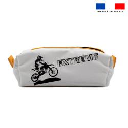 Kit trousse double compartiment motif motocross + 1 trousse assortie