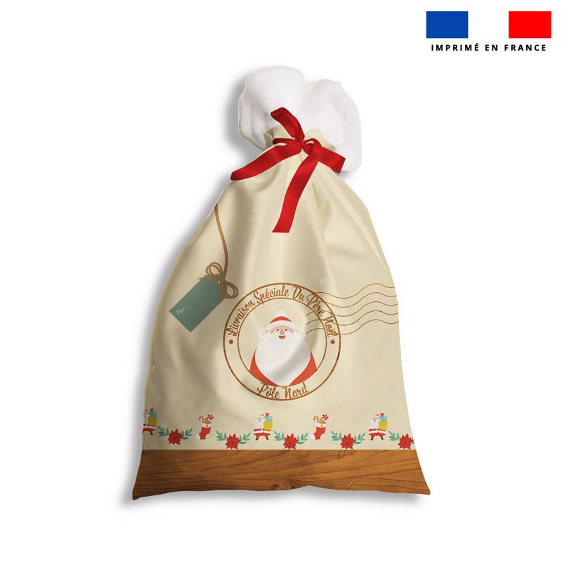 Kit hotte de Noel motif joyeux noel + Fausse fourrure
