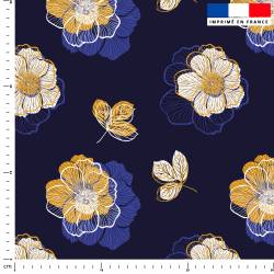 Multi-fleurs - Fond bleu foncé