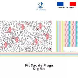 Kit sac de plage imperméable motif flamant rose - King size