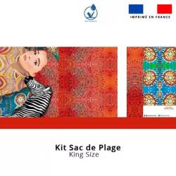 Kit sac de plage imperméable motif diva et zèbre - King size - Création Lita Blanc