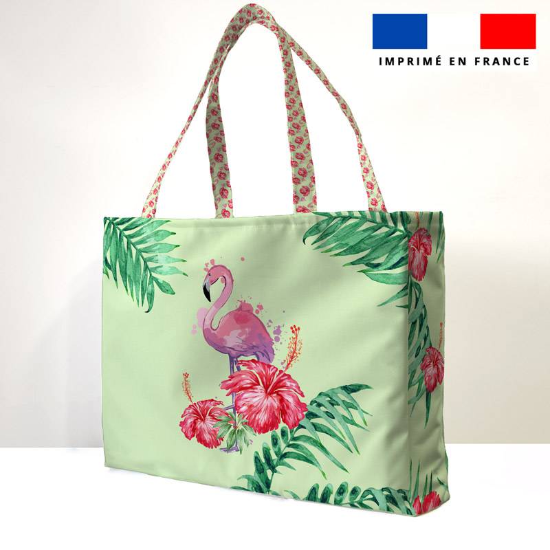 Kit sac de plage imperméable vert motif fruit tropical - King size