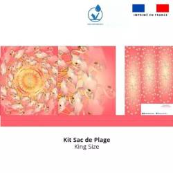 Kit sac de plage imperméable rose motif flamant rêve d'été - King size - Création Lita Blanc