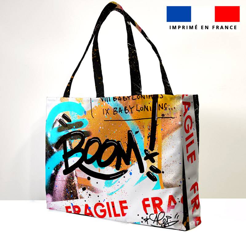 Kit sac de plage imperméable motif street art avenue - King size - Création Alex Z