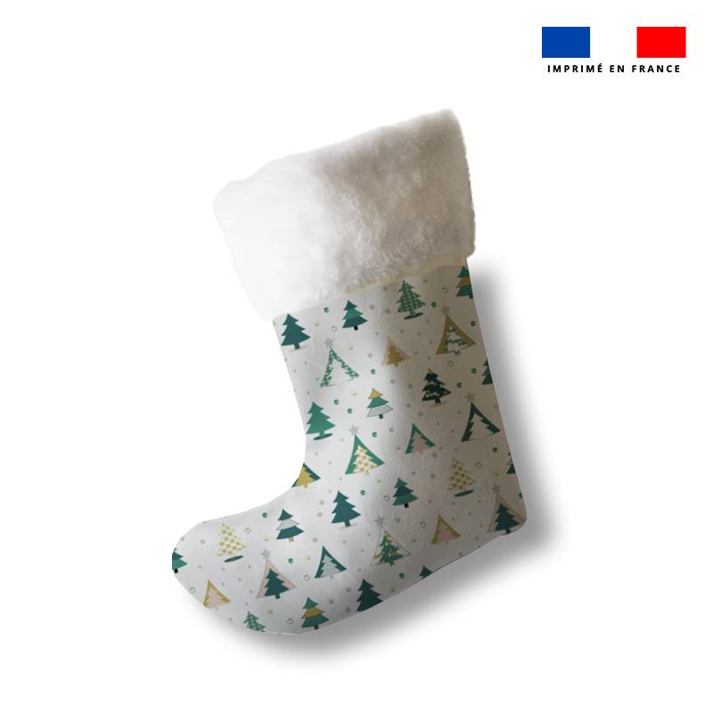 Kit chaussette de noel motif sapin vert + Fausse fourrure - Création Lili Bambou Design
