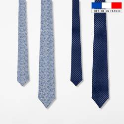Patron cravate réversible motif petites fleurs bleues