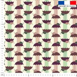 Parapluie escargot vert et rose - Fond rayé - Création Lili Bambou Design