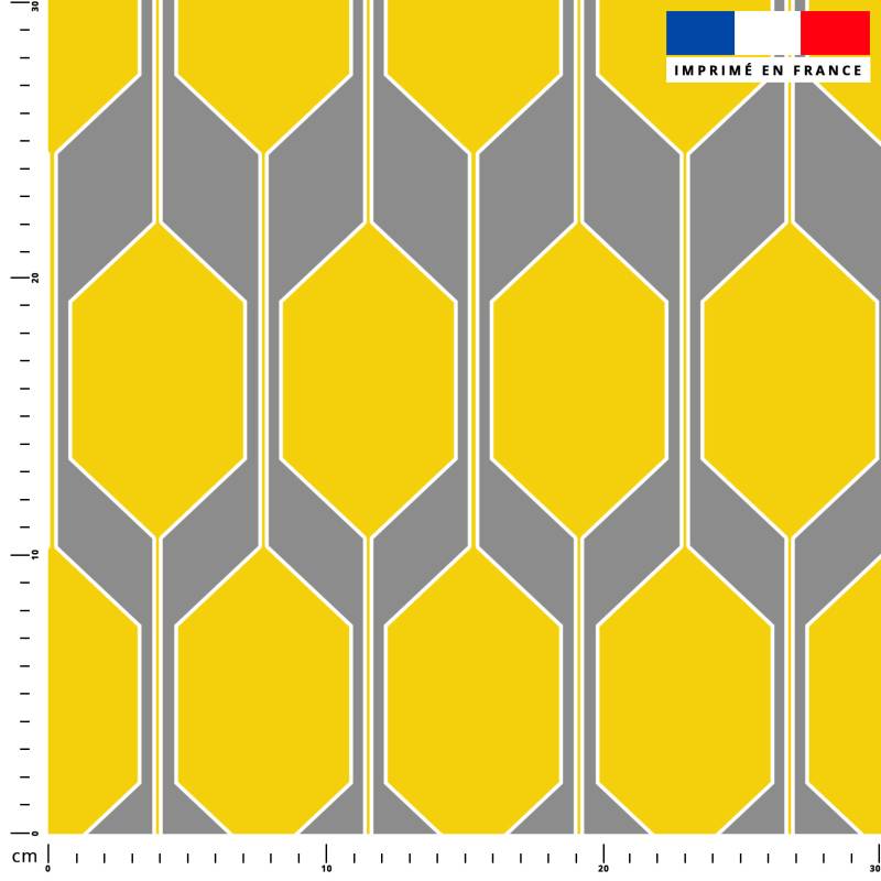 Forme géométrique gris et jaune - Fond gris