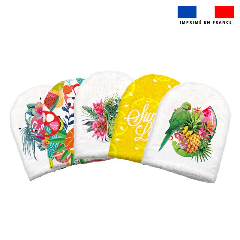 Kit mini-gants nettoyants motif tropical paradise