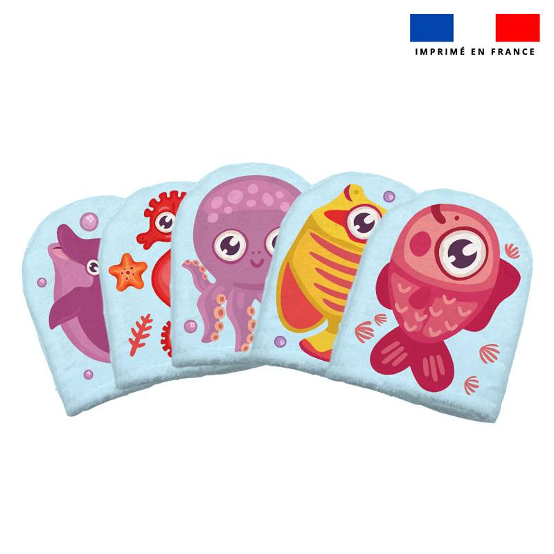 Kit mini-gants nettoyants motif océan