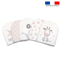 Kit mini-gants nettoyants motif baby rose