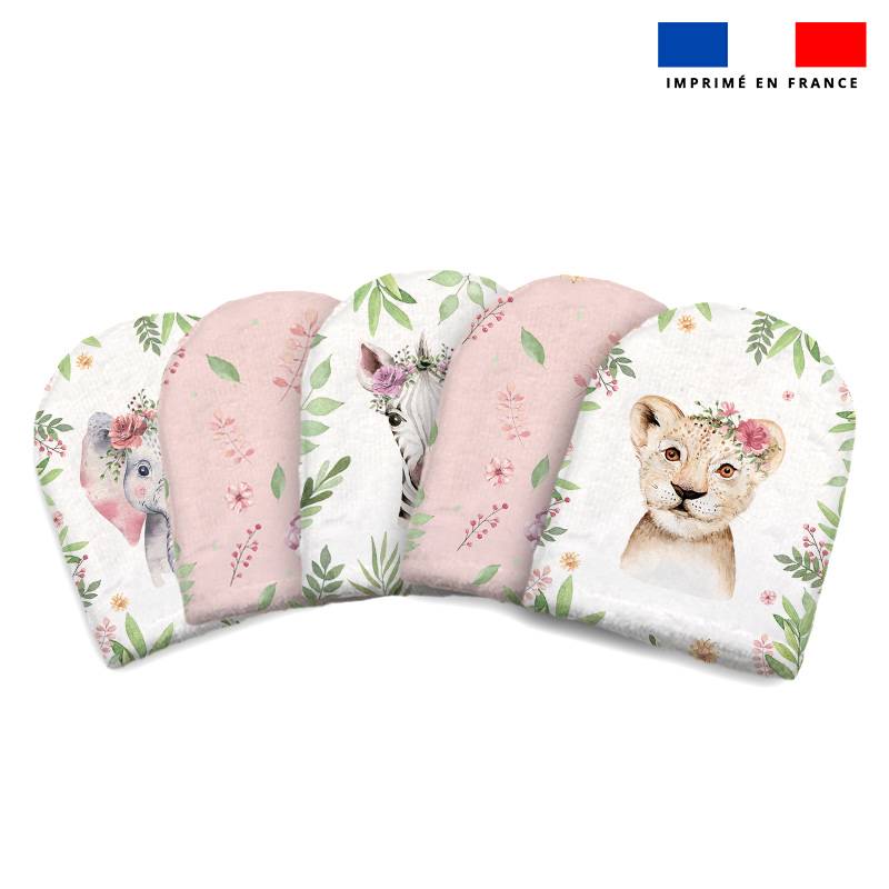 Kit mini-gants nettoyants motif animaux aquarelle