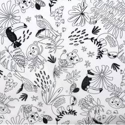 Coton à colorier motif jungle et animaux