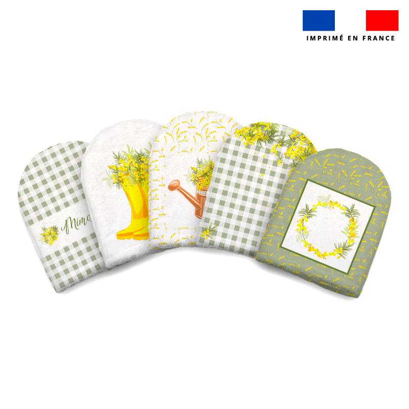 Kit mini-gants nettoyants motif mimosa